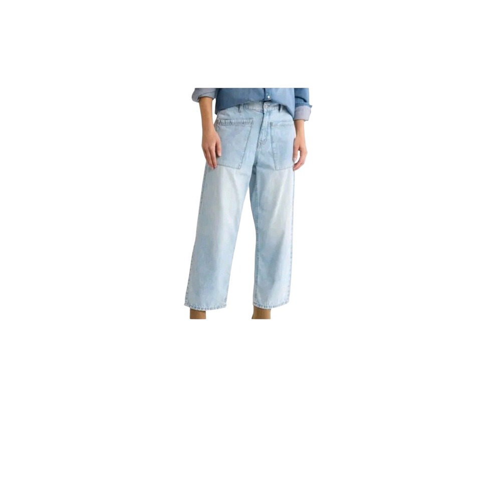 Lucky Brand Jeans Women 8/29 Blue New High Rise Wide Leg Crop Patch Pocket‎